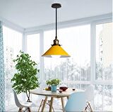 Rsylight Retro Metal Dekoratif Rustik Sarı Tekli Sarkıt Avize Çap 30 cm