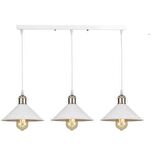 Dylight Retro Dekoratif 3 lü Beyaz Rustik Metal Sarkıt Avize 60 Cm