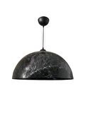 Dylight Retro Siyah Mermer Desenli Dekoratif Tekli Rustik Metal Sarkıt Avize 40 Cm