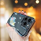 İPHONE 14 PRO KARBON FİBER KAPLAMALI TLP YUMUŞAK RENKLİ SİLİKON KILIF