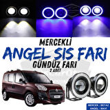 Fiat Doblo D3 2010-2015 Uyumlu Üniversal Mercekli Angel Sis Farı Metal Su Geçirmez 76 mm Mavi Halkalı Gündüz Farı Angel Eyes 2 Adet