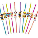 Pipet Paw Patrol lisanslı10 lu artistik pipet  doğum günü eğlenceli pipet