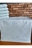 30x50cm SARRA 6'LI DİKİŞLİ ETAMİN HAVLU - SU YEŞİLİ
