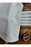 30x50cm SARRA 6'LI DİKİŞLİ ETAMİN HAVLU - SU YEŞİLİ