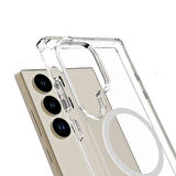 Samsung Galaxy S24 Ultra Kılıf Crystal Sert MagSafe Özellikli Şeffaf