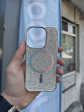İphone 15 Pro Max Kılıf Diamont MagSafe Hologramlı Kapak