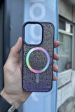 İphone 15 Kılıf Diamont MagSafe Hologramlı Kapak