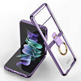 Smcase Samsung Galaxy Z Flip4 Kılıf Kıpta Yüzüklü Lazer Kapak