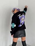 Siyah Trouble Maker Oversize Sweatshirt