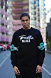 Siyah Trouble Maker Oversize Sweatshirt
