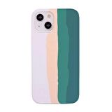 Smcase iPhone 14 Kılıf Gökkuşağı Desenli Lansman Silikon 