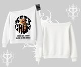 Keep Calm Yazılı Kedi Baskılı Streetwear Kayık Yaka Sweatshirt
