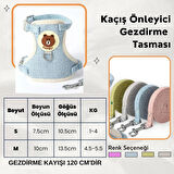 Yeni Sevimli Kaçış Önleyici Kedi Yürüyüş Vücut Tasmaları Mavi (M beden)