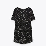 Kadın Oversize Geniş Kalıp Puantiyeli  Tişört  T-Shirt