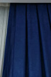 Fon Kumaş Perde Parlement Mavi Renk Kadifemsi Yumuşak Soft Kanat Yan Perde 1e 3 Dökümlü Pile