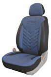 Daewoo Racer Uyumlu Keten Kumaş Oto Koltuk Kılıfı - MAVİ-SİYAH