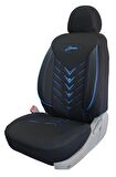 Daewoo Racer Uyumlu Keten Kumaş Oto Koltuk Kılıfı - SİYAH-MAVİ