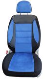Daewoo Racer Uyumlu Tay Tüyü Kumaş Oto Koltuk Kılıfı - MAVİ-SİYAH