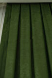Fon Kumaş Perde Çimen Yeşil Renk Kadifemsi Yumuşak Soft Kanat Yan Perde 1e 3 Dökümlü Pile