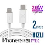 Apple Iphone 14 - 14 Plus - 14 Pro - 14 Pro Max Hızlı Şarj Kablosu Type C - Ligtning Pd 20w 2 Metre