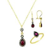 Bilezikhane Üçlü Set Pembe Damla 5,86 Gram 14 Ayar Altın