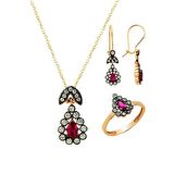 Bilezikhane Üçlü Set Pembe Damla 6,98 Gram 14 Ayar Altın