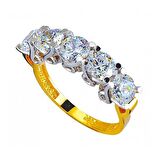 Bilezikhane Fiyonk Motifli Beştaş 14 Ayar Altın Yüzük