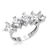 Bilezikhane Beştaşlı 14 Ayar Beyaz Altın Yüzük 5.50 Gram