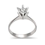 Bilezikhane Beyaz Altın Tektaş Yüzük Altı Tırnaklı 3.40 Gram