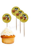Mickey Mouse Temalı Doğum Günü Cupcake & Mickey Mouse Karakter Pasta Süsleme Kürdanı 16 Adet 4 cm