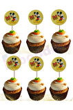 Mickey Mouse Temalı Doğum Günü Cupcake & Mickey Mouse Karakter Pasta Süsleme Kürdanı 16 Adet 4 cm
