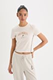 DeFactoFit NBA Los Angeles Lakers Slim Crop Fit Bisiklet Yaka Kısa Kollu Tişört D6122AX25SPER218