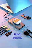 14IN1 HUB 10W Magsafe Özellikli VGA HDMI 3.5mm Sd/tf Kart TypeC To HDTV Pd USB 3.0 USBC