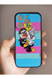 Iphone 14 Pro Uyumlu Looney Tunes Tasarım Tuşları Renkli Telefon Boyun Askılı Set Kılıf