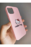 İPhone 14 Pro Max Hello Kitty Tasarım Pembe Lansman Telefon Boyun Askılı Set Kılıf