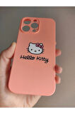 Iphone 14 Pro Max Hello Kitty Tasarım Pembe Lansman Telefon Boyun Askılı Set Kılıf