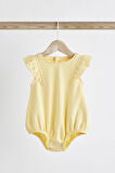 Next Baby % 100 Pamuklu Mavi Sarı Fırfırlı Kısa Kol 2’li Body Zıbın Set