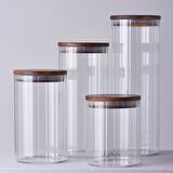 Linens Stripe Roller Cam-Akasya Kapak 10x10x17 cm Kavanoz