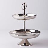 Linens Wawe 21x27x34 cm 2 Katlı Servis Gümüş