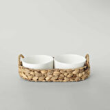Linens Straw Porselen 2'li 34x17x8 cm Sunum Kasesi