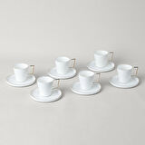 Linens Davies Porselen 6'lı 90 ml Kahve Fincan Seti Beyaz-Gold