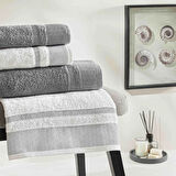 Taç Raya Pure Cotton Pamuk Aile Seti Beyaz Antrasit