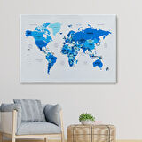 Harita Sepeti Dünya Haritası Dekoratif Kanvas Tablo Ülke ve Başkentli 1501