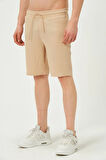 Erkek Crinkle Kumaş Regular Fit Şort Bej