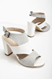 Cassie Topuklu Beyaz Cilt-Süet Ayakkabı 