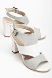 Cassie Topuklu Beyaz Cilt-Süet Ayakkabı 