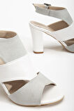 Cassie Topuklu Beyaz Cilt-Süet Ayakkabı 