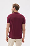 LIMITED Düz Fermuarlı Polo Yaka Rayon Erkek Bordo Triko Tişört 