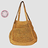 Uretti - Sefa 4419 El Yapımı Kağıt İp Kadın Omuz Çantası - Kahverengi