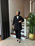 Casual Blazer Ceket Pantolon Takım Double Krep Kumaş Tesettür Giyim ST2187